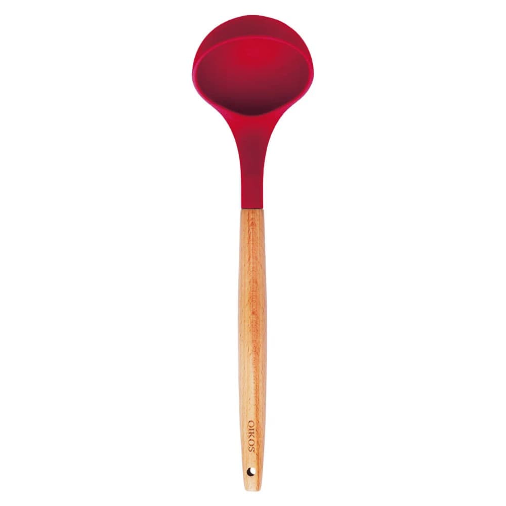 Concha de Silicone com Cabo Bambu 31cm Vermelha - Oikos