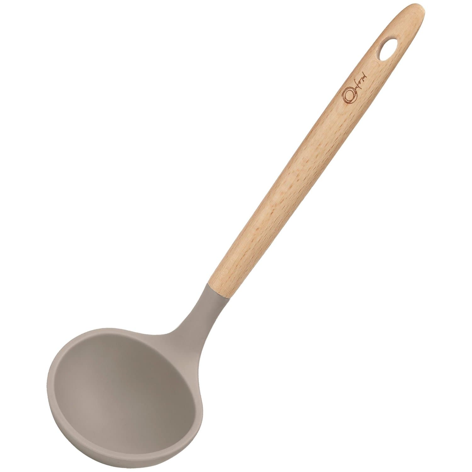 Concha de Silicone com Cabo de Madeira Warm Grey Oxford Cinza 30 cm