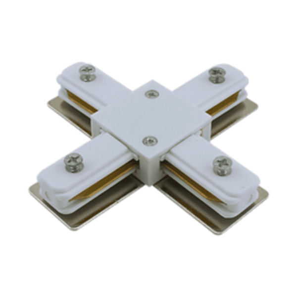 Conector Modelo X, Para Trilhos De Sobrepor, Branco Luminatti