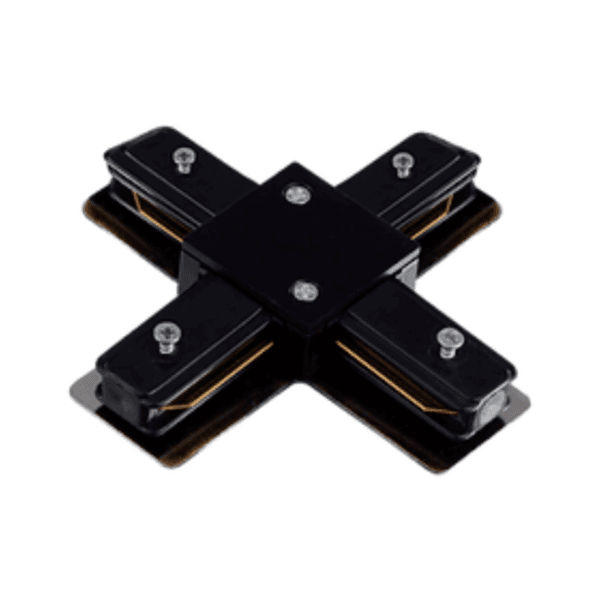 Conector Modelo X, Para Trilhos De Sobrepor, Preto Luminatti