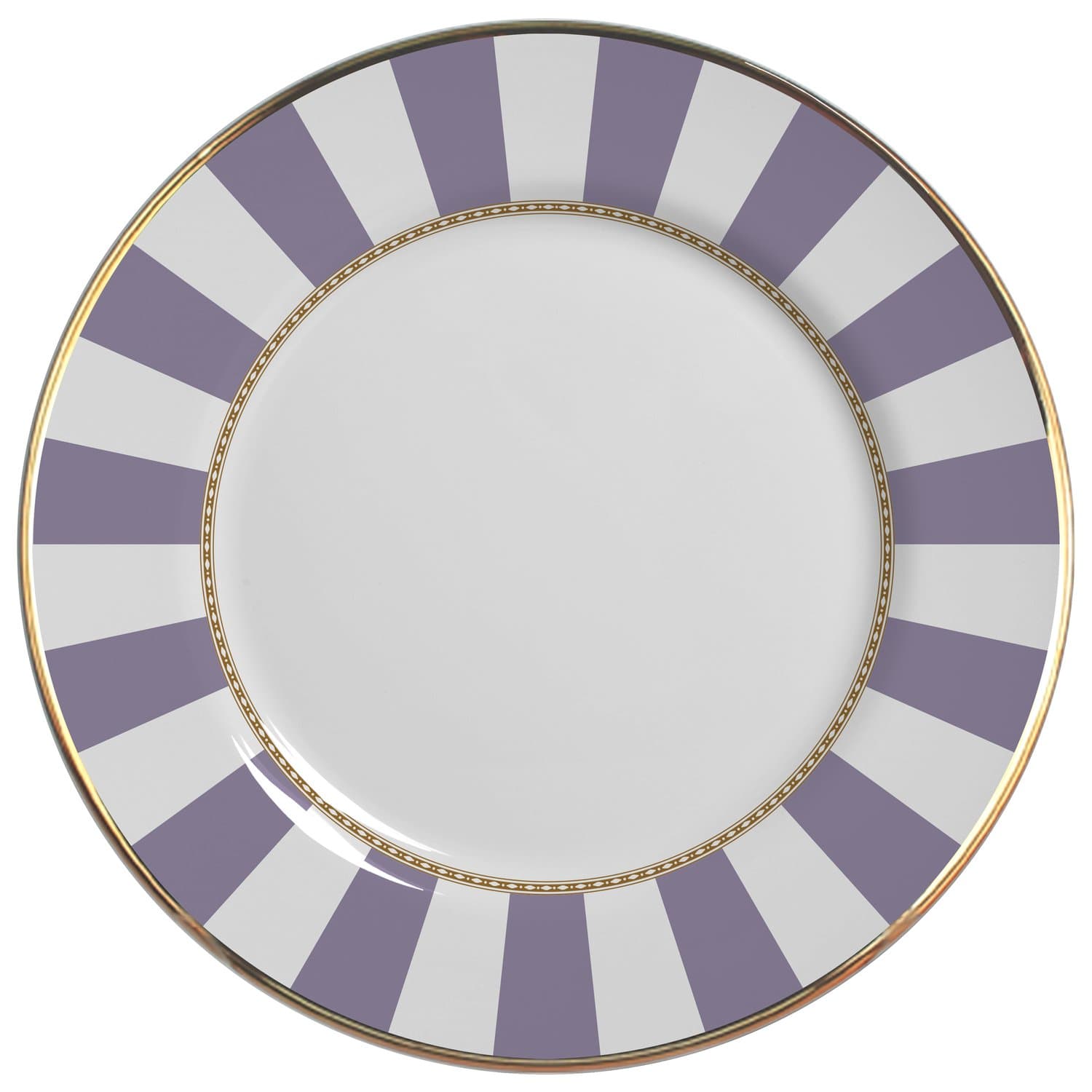 Conjunto 06 Pratos Rasos Lavender Strip Alleanza Cerâmica
