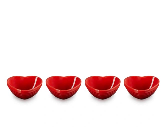 Conjunto de 4 Mini Tigelas Coração Le Creuset — Vermelho