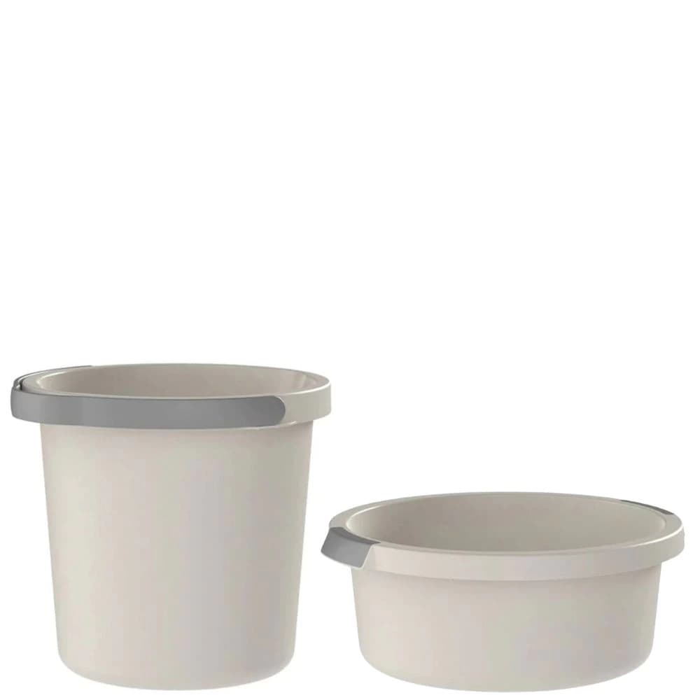 Conjunto de Bacia e Balde ou Flow Bege 2pçs