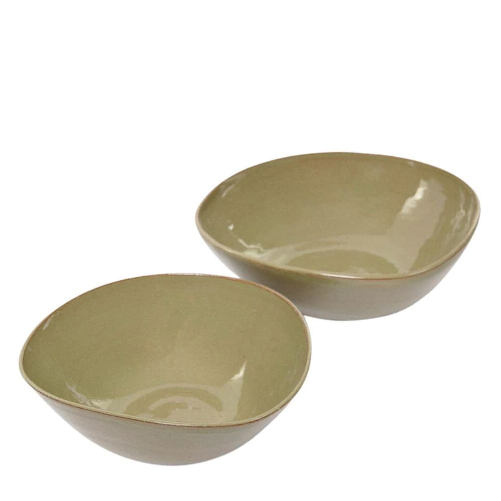 Conjunto de Bowls de Cerâmica Verde Oliva 2pçs
