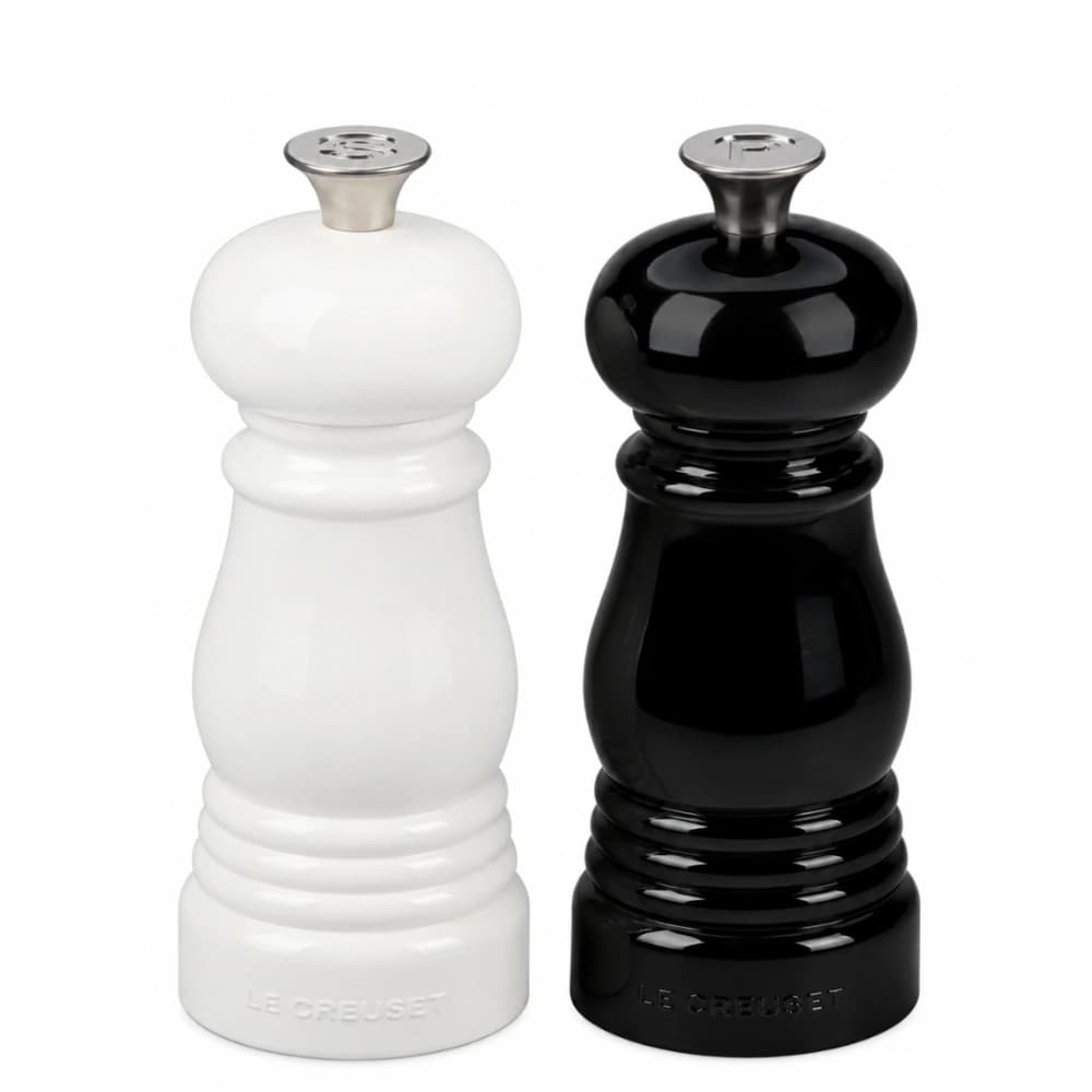 Conjunto de Mini Moedor de Sal e Pimenta Preto e Branco 11cm 2pçs