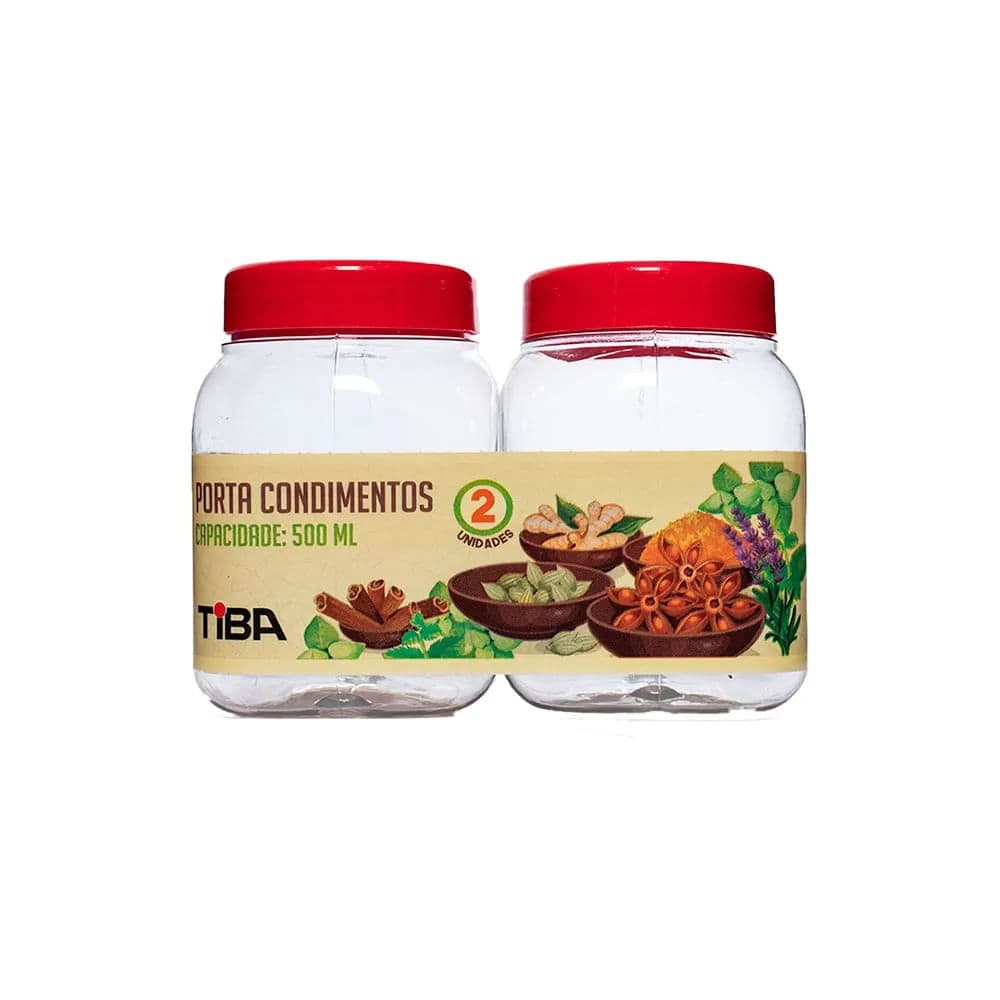 Conjunto de Porta Condimentos 500mL Vermelho - Tiba