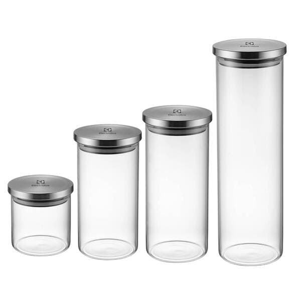 Conjunto de Potes de Vidro Translúcido e Inox Electrolux