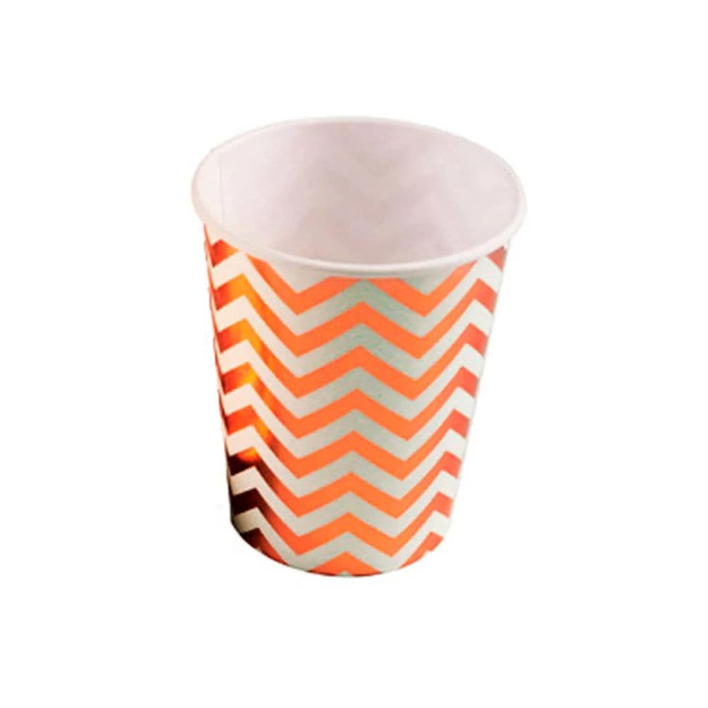 Copo Descartável Chevron 270mL Bronze 10 Unidades - Silver Plastic