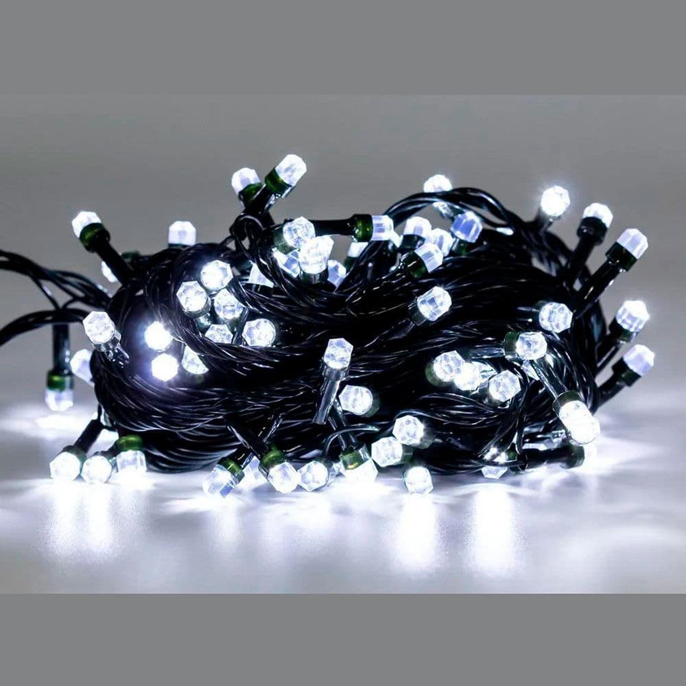 Cordão 100 Lâmpadas Leds Bolha Hexagonal Branco 127v - V8