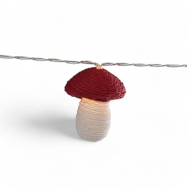 Cordão de Led Cogumelo Vermelho e Branco Pilha 6,5cm