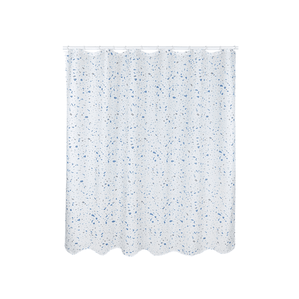 Cortina de Box Poliéster Azul e Branco 200x180cm Terrazo Sensea