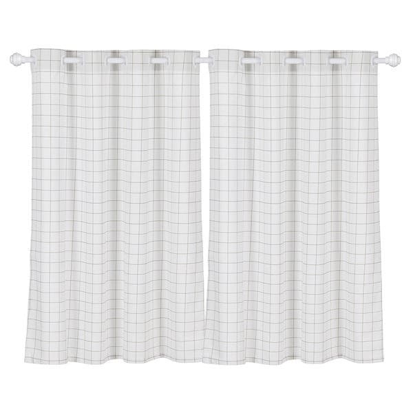 Cortina Panamá Grid Naturalle Ilhós 2 Folhas 2,40x1,20m Branco|Bege