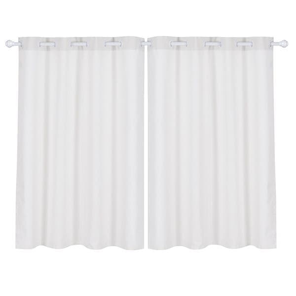 Cortina Panamá Lisa Naturalle Ilhós 2 Folhas 2,40x1,20m Branco|Bege