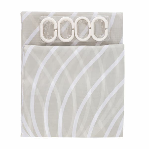Cortina para Box 1,98x1,80cm Poliéster Ondas Cinza Komlog