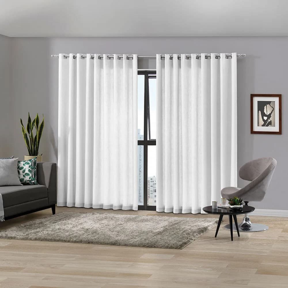 Cortina para Sala e Quarto Duplex Mônaco 3x1,7m Branco - Bella Janela