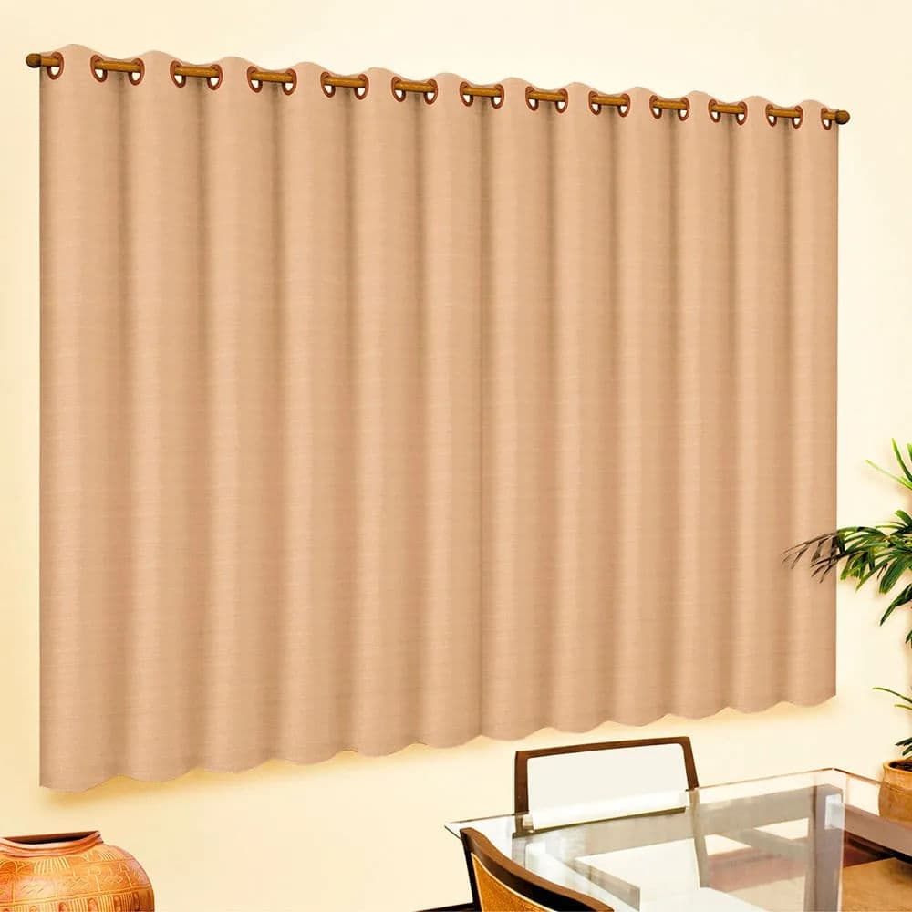 Cortina para Sala/quarto Varão Rustic Isabel Ocre 2,00x2,30m - Branyl