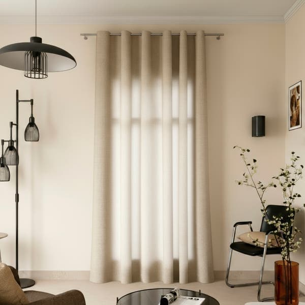 Cortina Teo Inspire para Varão e Trilho 1 Folha 2x2,8m Bege