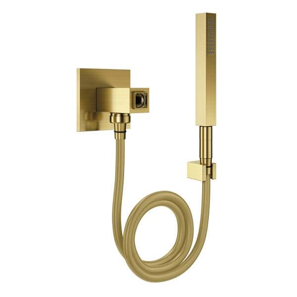 Ducha Chuveirinho e Mangueira Quadrado Square Ouro Escovado Docol