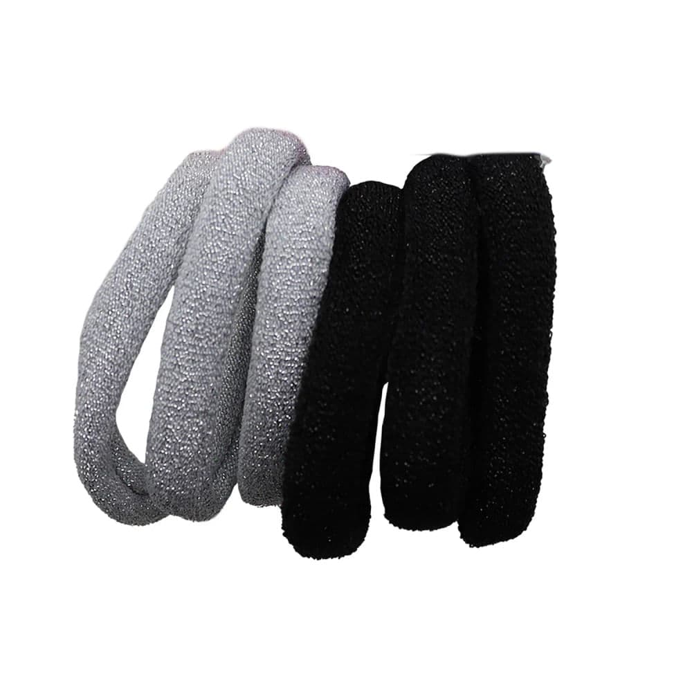 Elástico de Cabelo Cinza e Preto 0,8cm 6 Peças - Life B