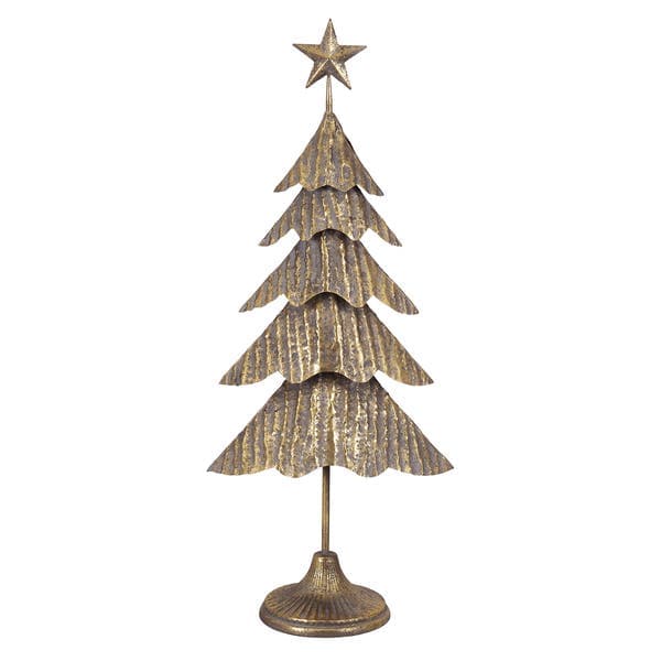 Enfeite Adorno Árvore Metal Ouro Velho 58x27x15cm Cromus