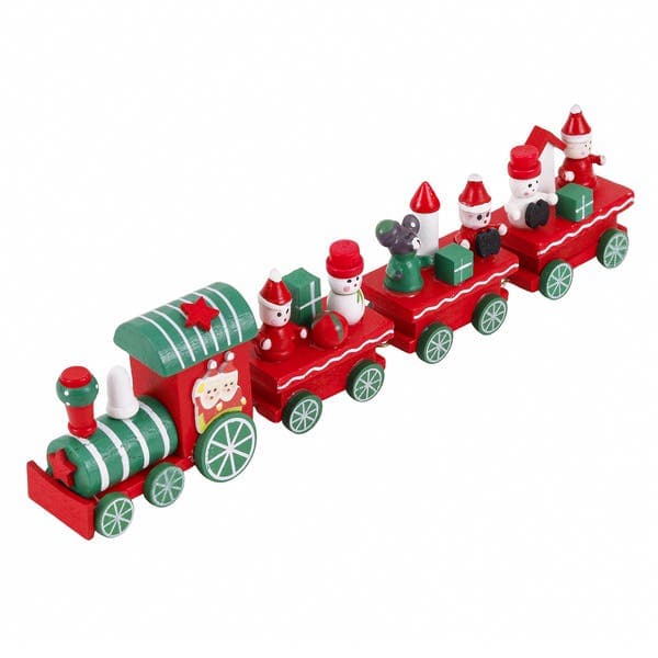 Enfeite Adorno Trem Madeira Multicolorido 6x24x3cm Cromus