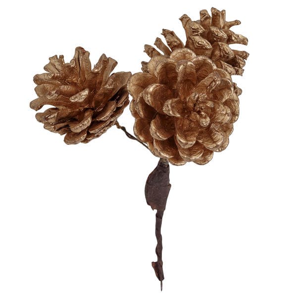 Enfeite Flor Plástico Ouro Velho 13x9x6cm Cromus