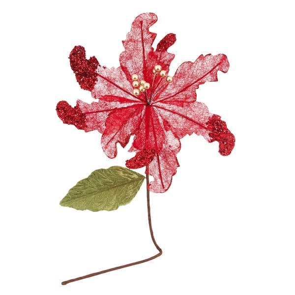 Enfeite Flor Tecido Vermelho 50x25x25cm Cromus