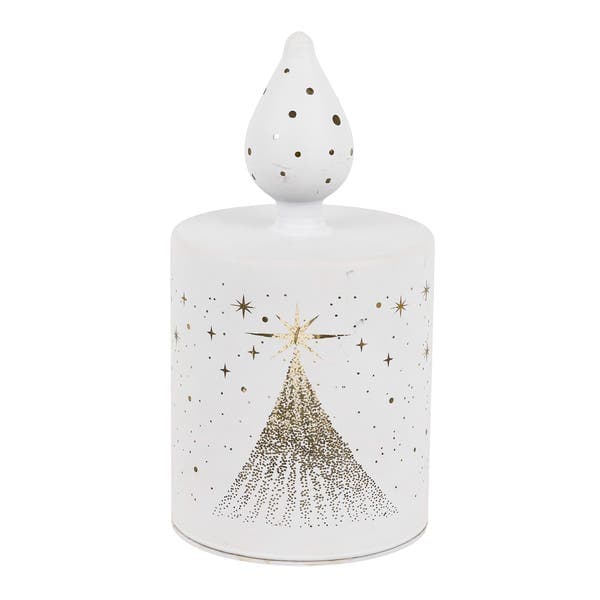 Enfeite Vela Eletrônica Vidro Branco 15x8x8cm Cromus
