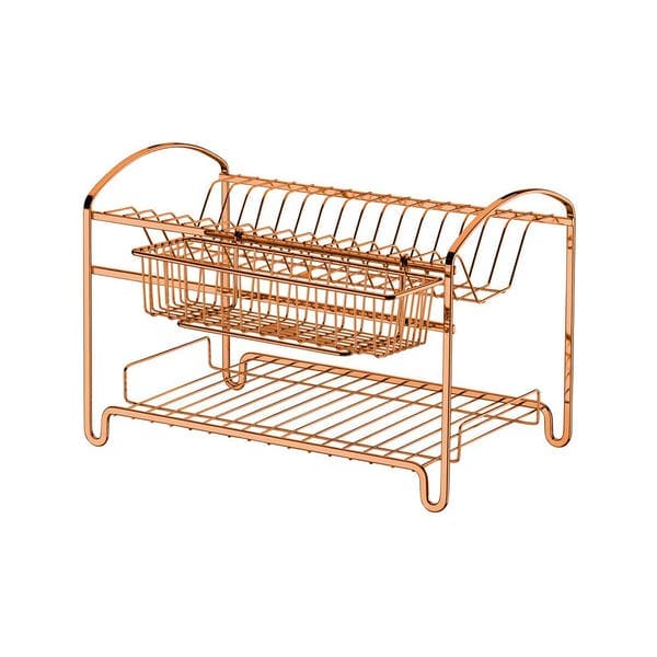 Escorredor de Louças Rose Gold Duplo Metal Cobre Future