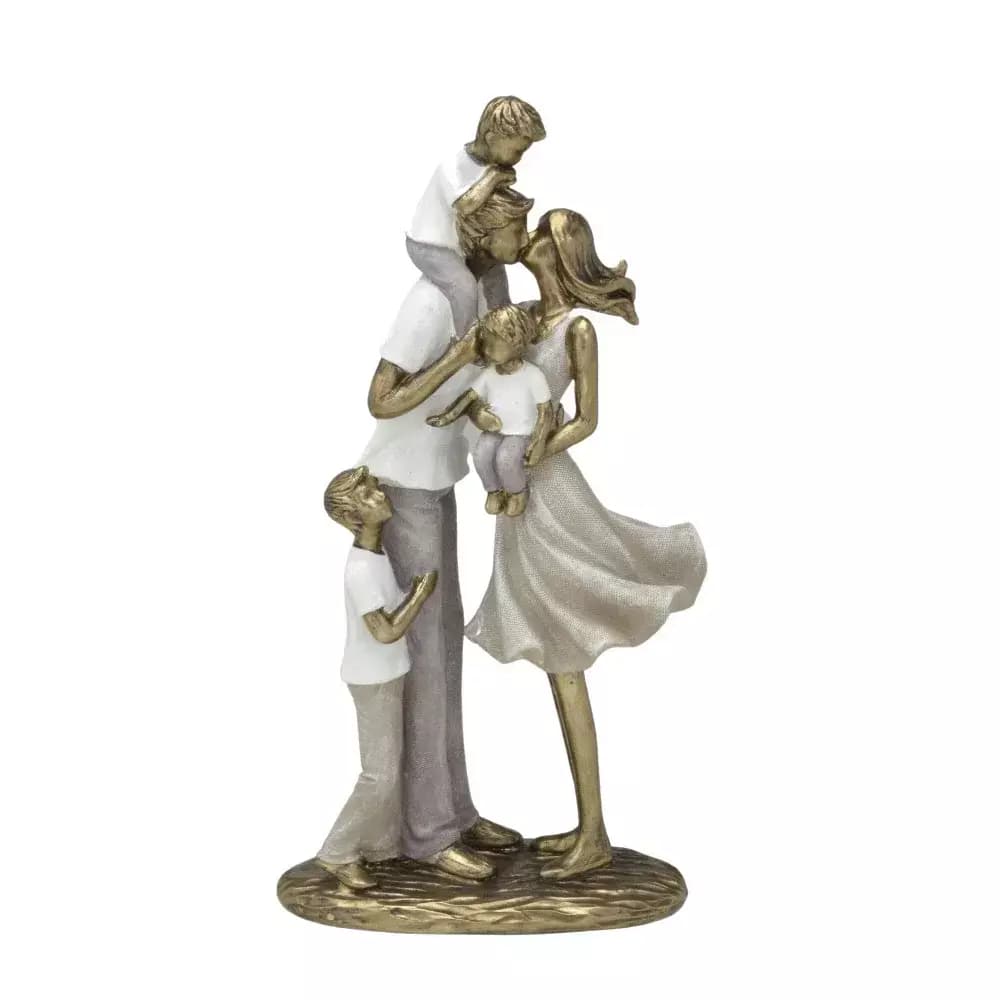 Escultura Decorativa Casal Com Três Filhos — Única