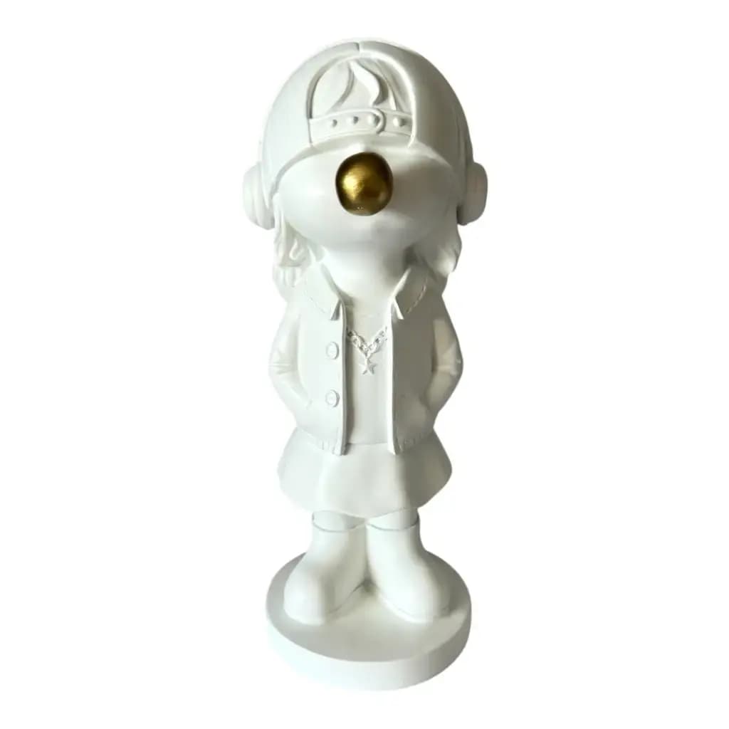 Escultura Decorativa Menina Ouvindo Música — Única