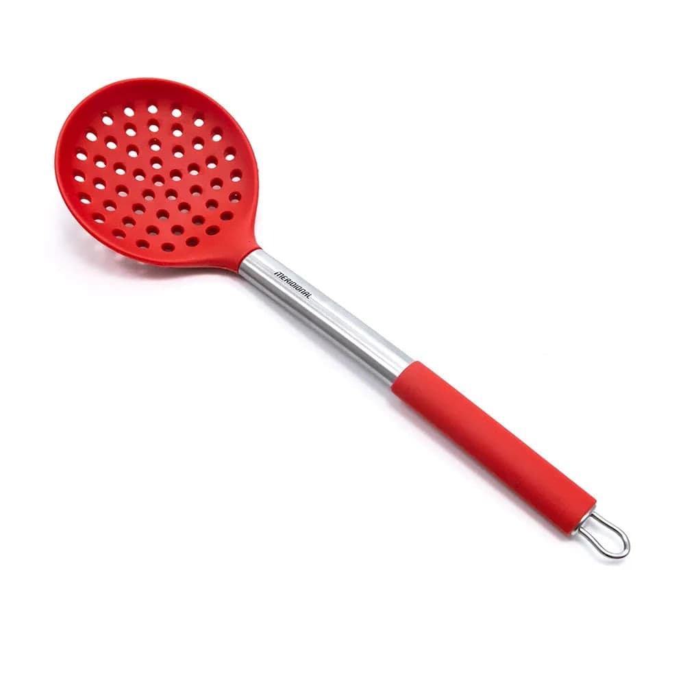 Escumadeira de Silicone com Cabo De Inox Vermelho - Meridional