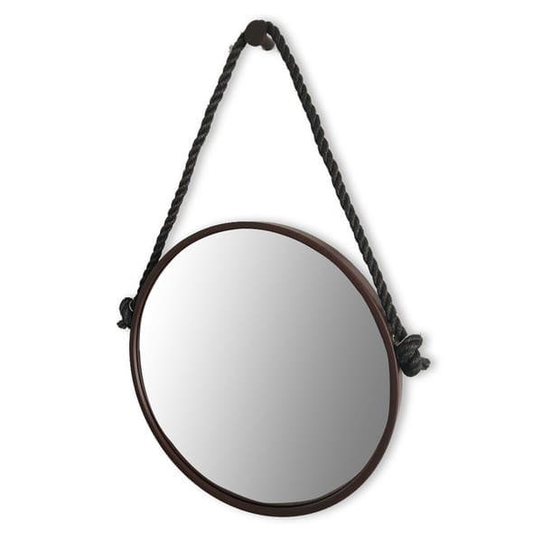 Espelho Decorativo Adnet Corten Alça de Sisal Black 40cm