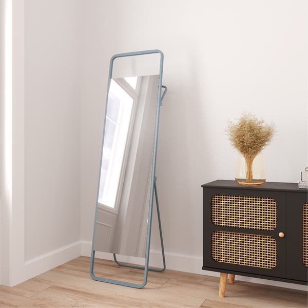 Espelho Decorativo Retangular com Moldura Azul 150x43cm