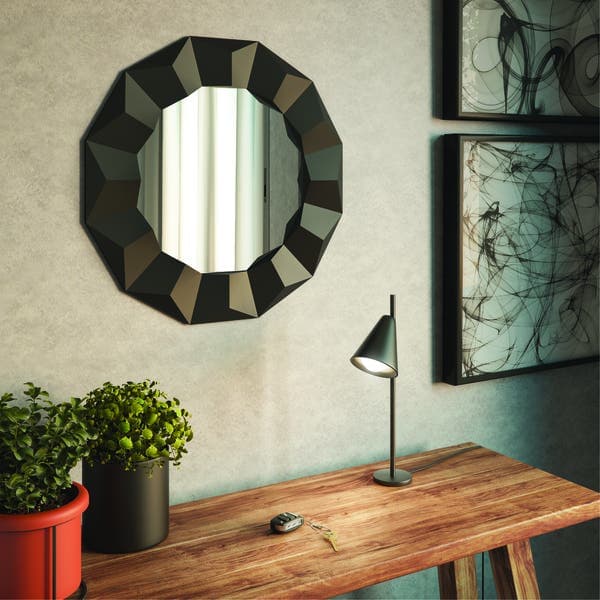 Espelho Redondo 60x60cm Preto Com Moldura Prism Inspire