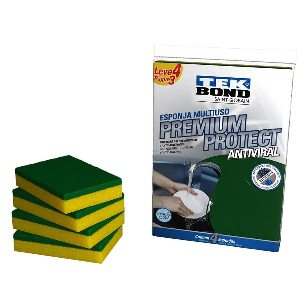 Esponja Multiuso Silver 4 Peças - Tekbond
