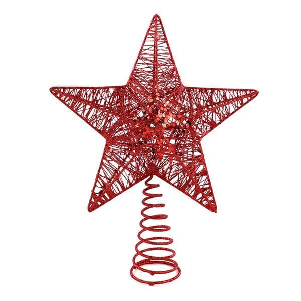 Estrela Ponteira para Árvore Plástico Vermelho 24x19x6cm Cromus