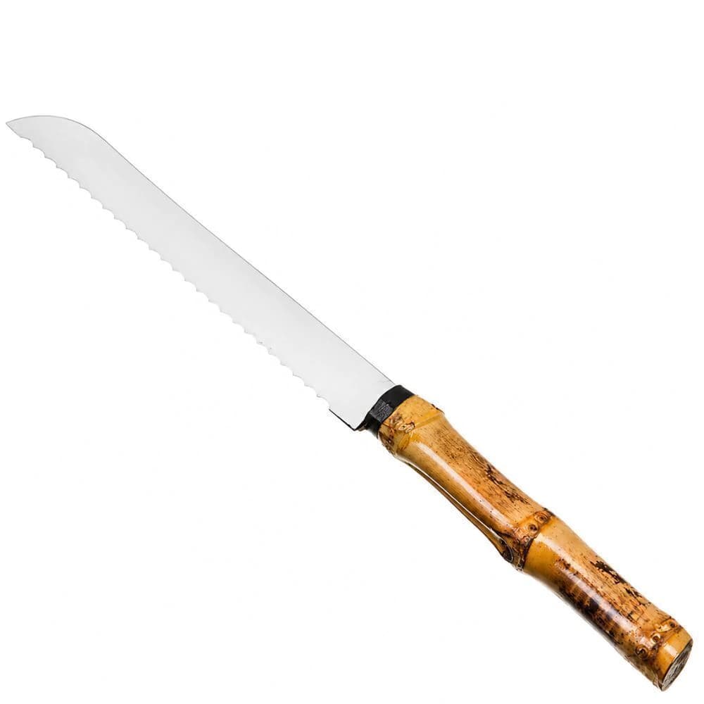 Faca para Pão de Bambu e Aço Inox 30cm