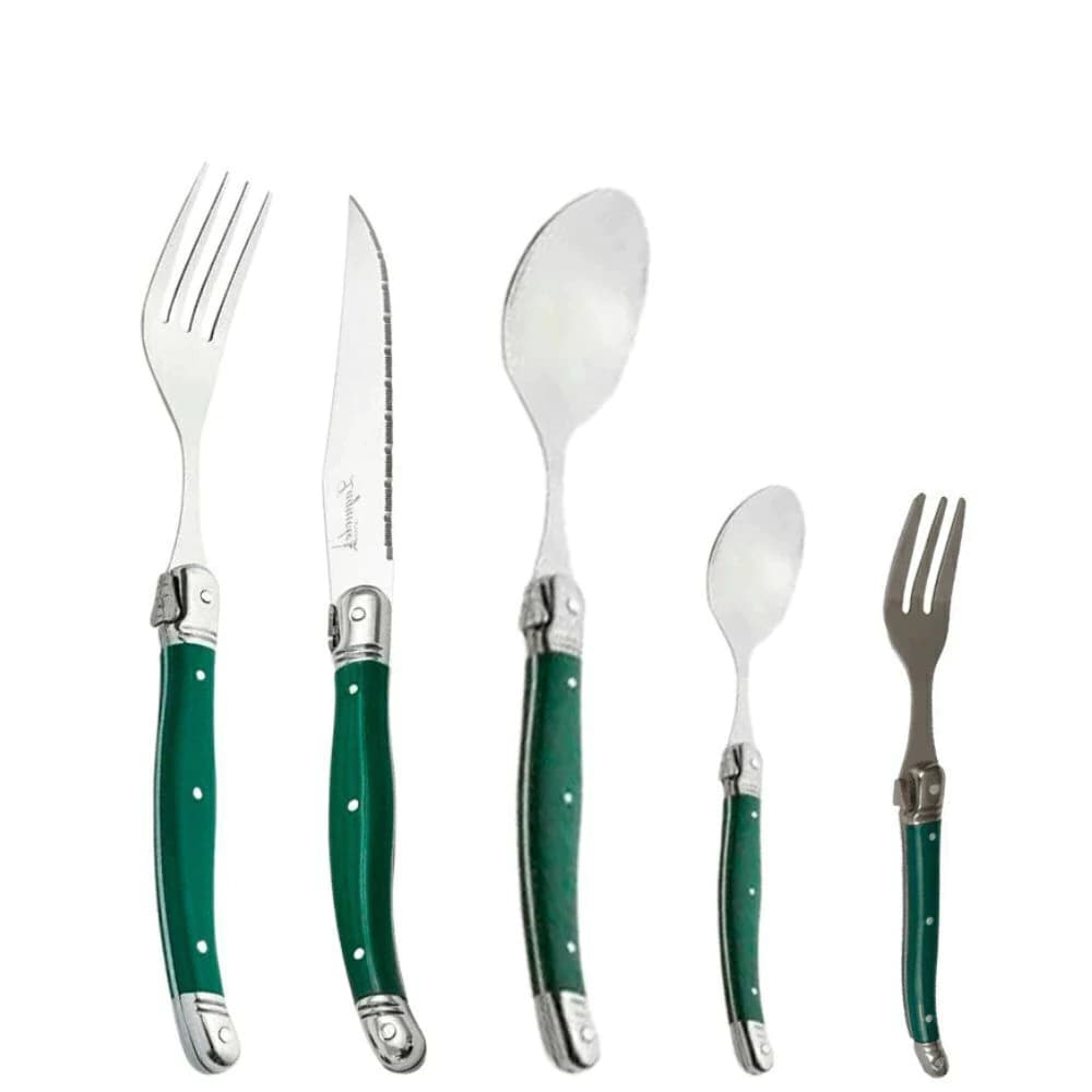 Faqueiro de Aço Inox Laguiole Verde 30pçs