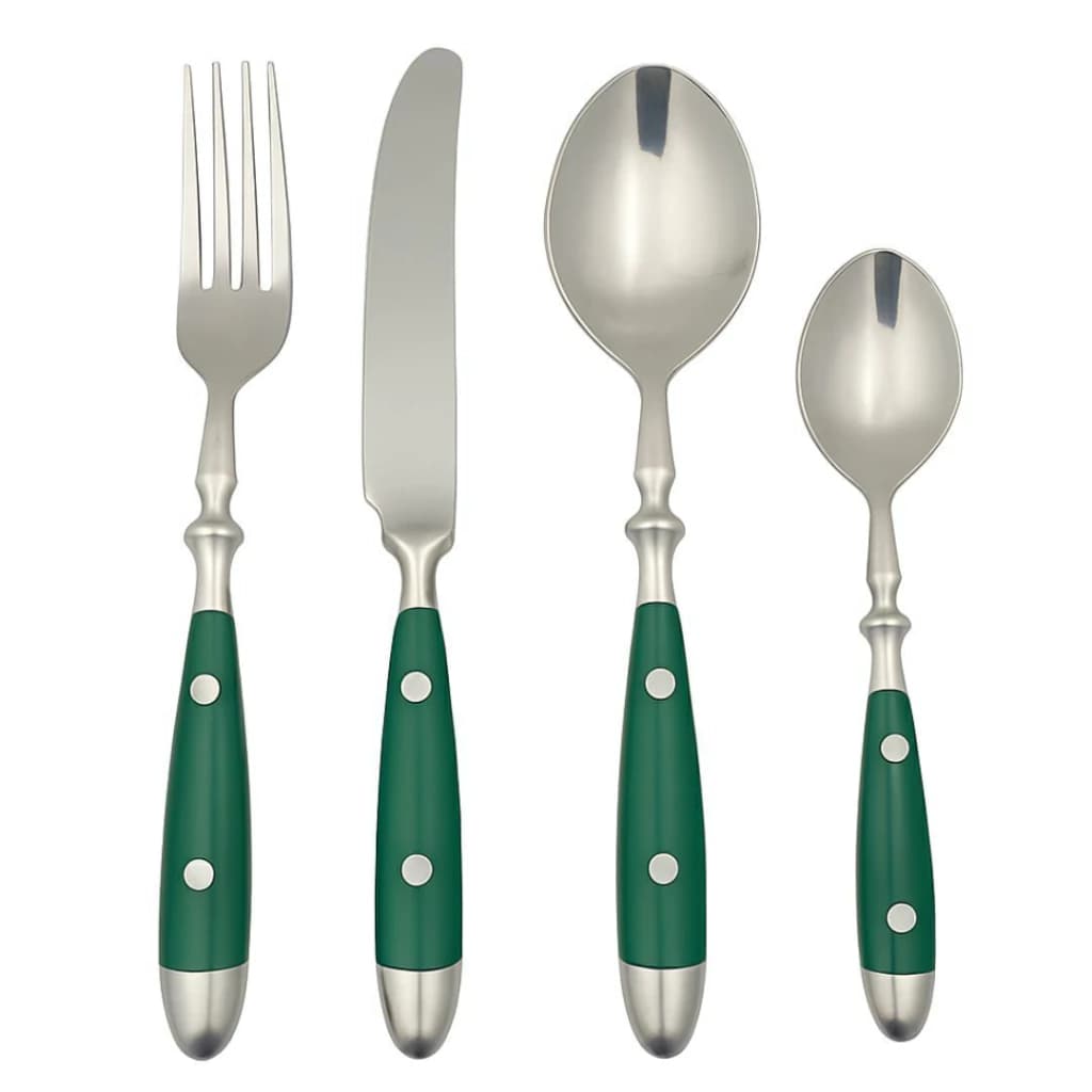 Faqueiro de Aço Inox Verde 16pçs