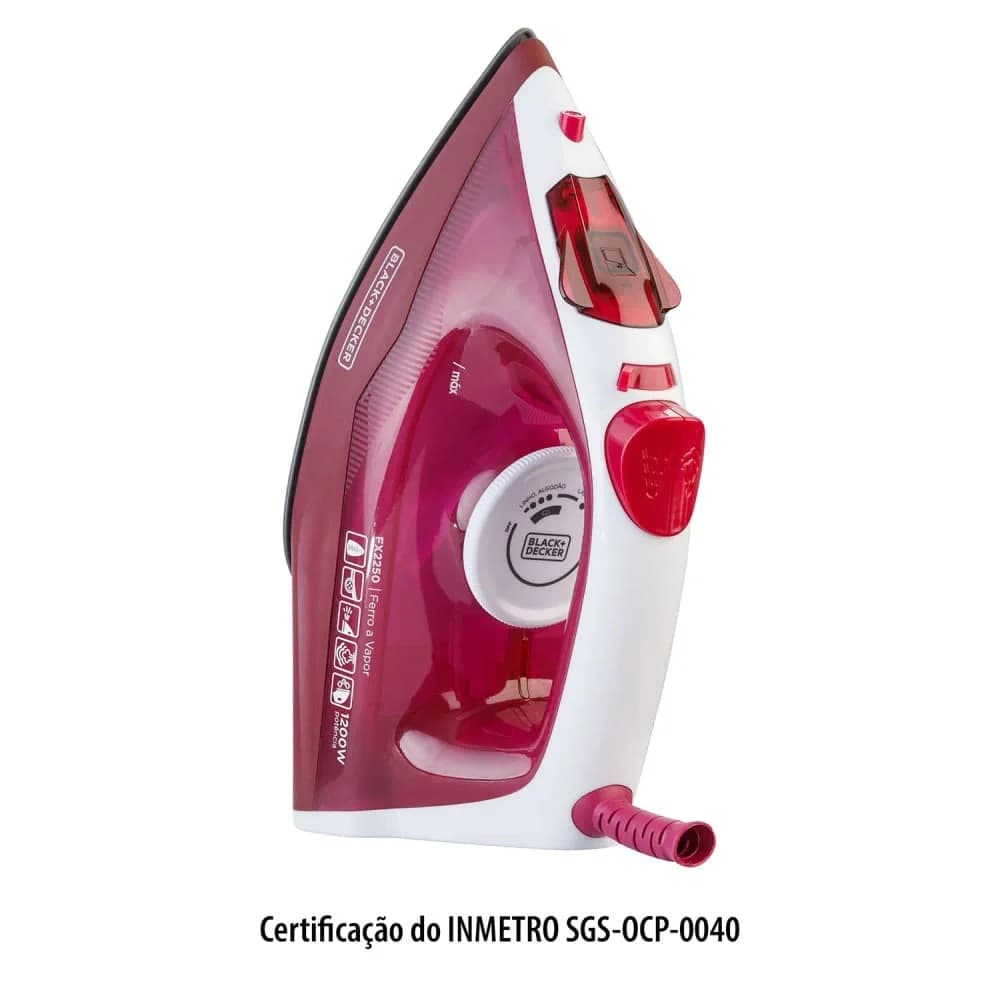 Ferro de Passar a Vapor Antiaderente Rosa - Black&decker — Ferro de Passar a Vapor Antiaderente Rosa - Black&decker · Ref. 36536
