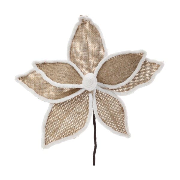 Flor de Natal Poinsétia Marrom e Branca Tecido 30x25x25cm Cromus