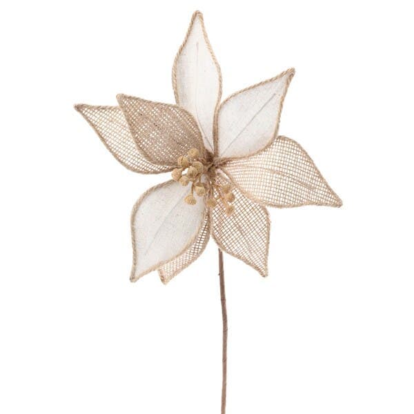 Flor de Natal Poinsétia Natural Fibra Natural 30x18x18cm Cromus