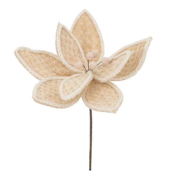 Flor Decorativa Metal e Plástico Bege 41,5cm Cromus