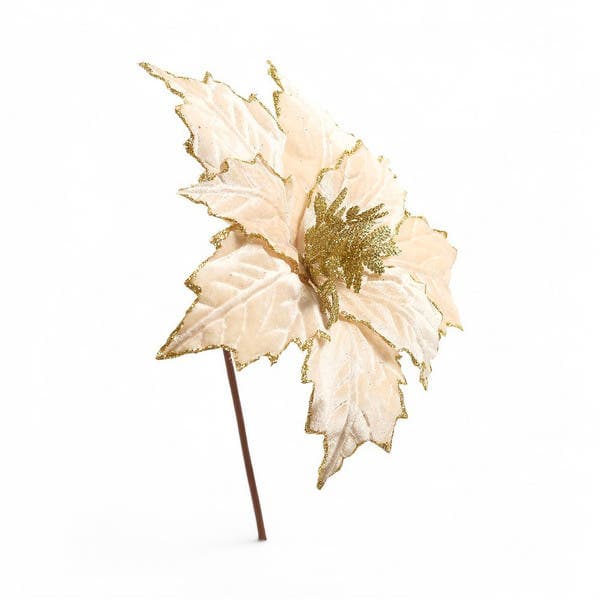 Flor Decorativa Metal e Plástico Champagne 31cm Cromus
