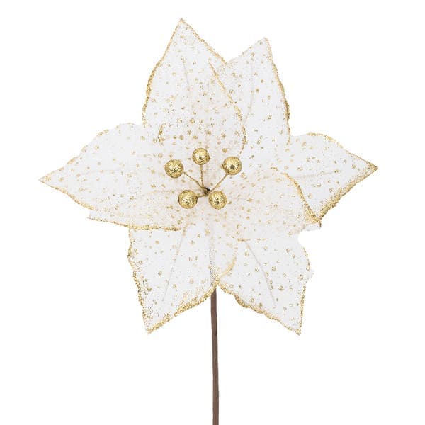 Flor Decorativa Metal e Plástico Ouro 39cm Cromus