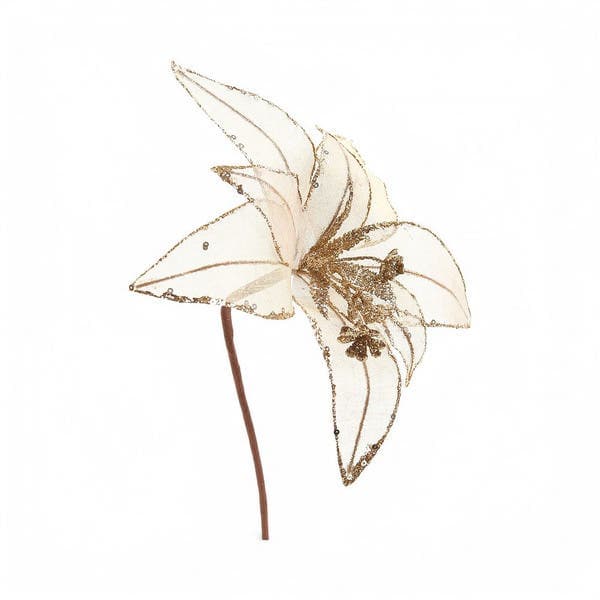 Flor Decorativa Metal e Plástico Rose Gold 30cm Cromus