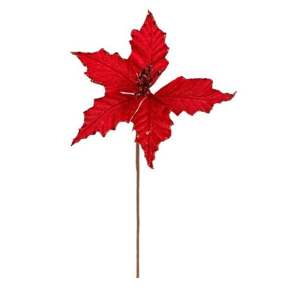 Flor para Árvore Tecido Metal Papel Vermelho 30x22cm Cromus