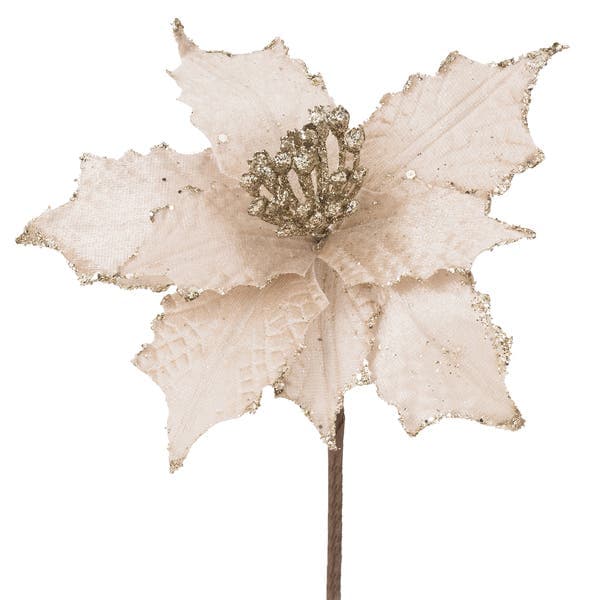 Flor Plástico e Tecido e Metal Nude Cromus 15x12cm