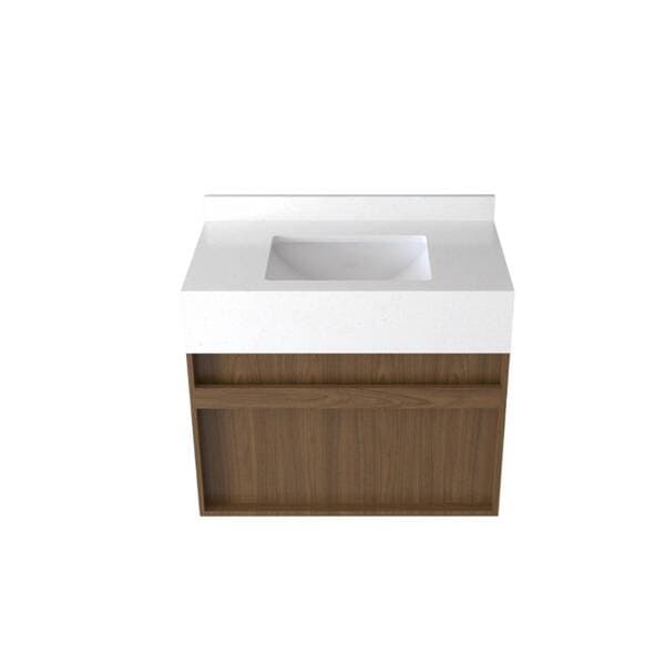 Gabinete para Banheiro com Cuba 80cm Branco e Freijó Valéria Bongut